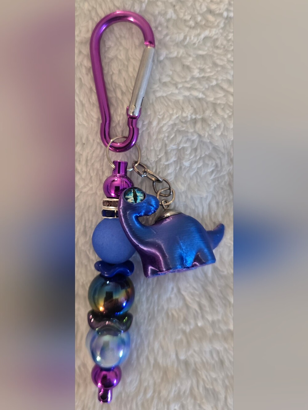 Blue & Purple Keychain/Bag Charm - 3D Printed Dinosaur